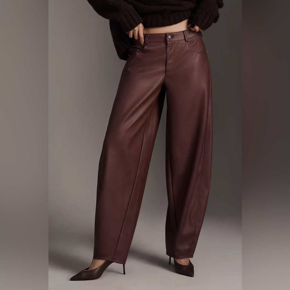 NWT Anthropologie Pilcro Faux Leather Twisted Balloon Pants - Picture 6 of 9